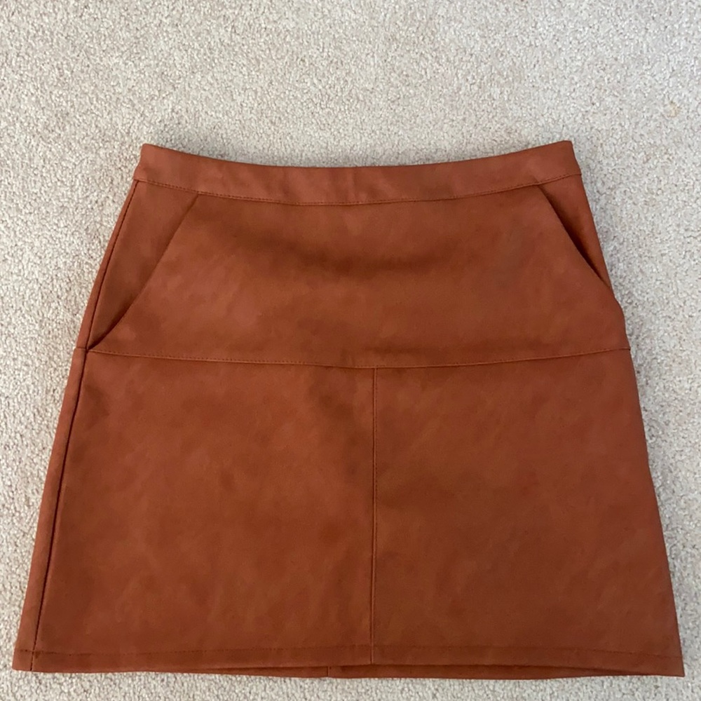 Brown Faux Leather Skirt